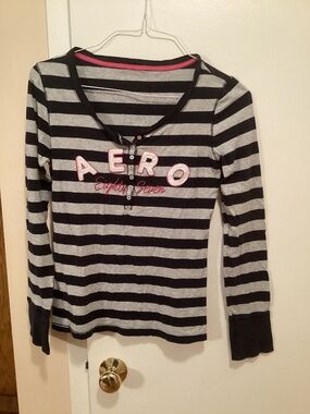 Aeropostale striped Henley shirt (L)